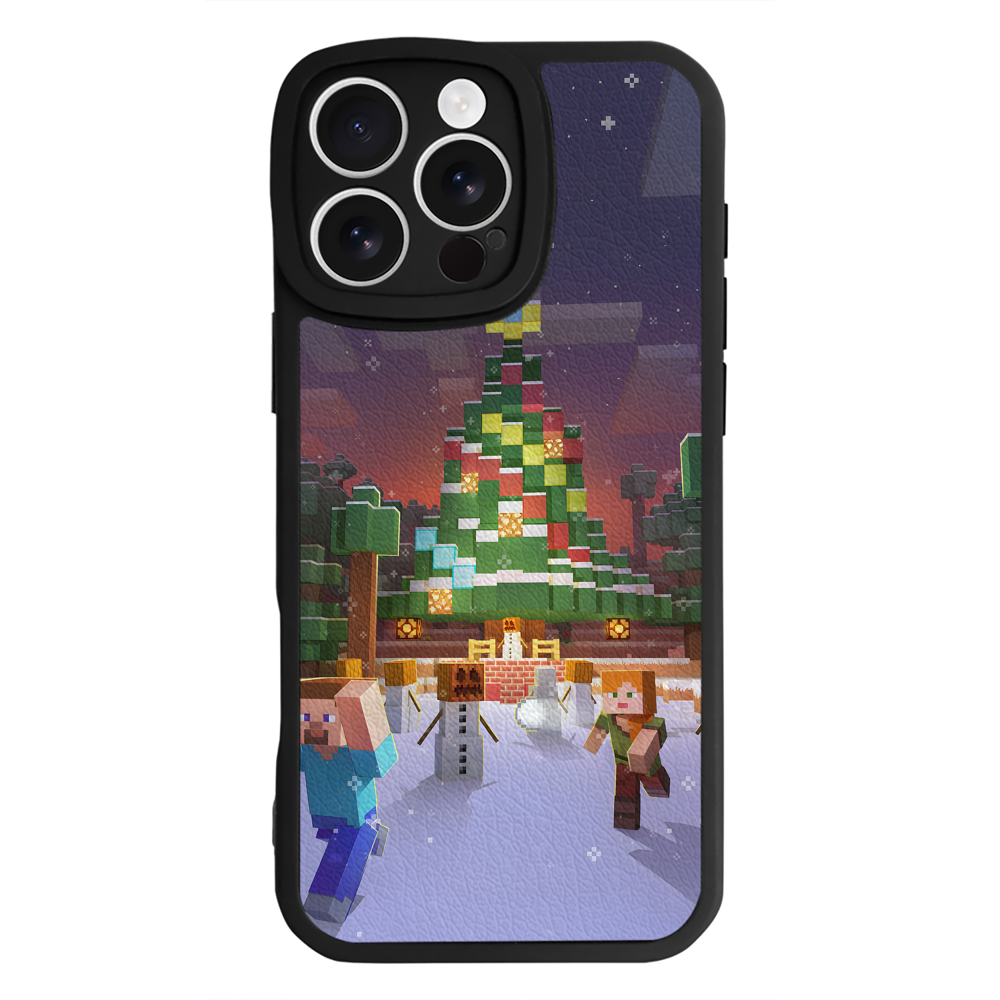 （画像用） マインクラフト ブロックの世界 Minecraft MC Block world 【iPhone 16シリーズ対応】シリコンスマホケース（レザー調） 材質：シリコン